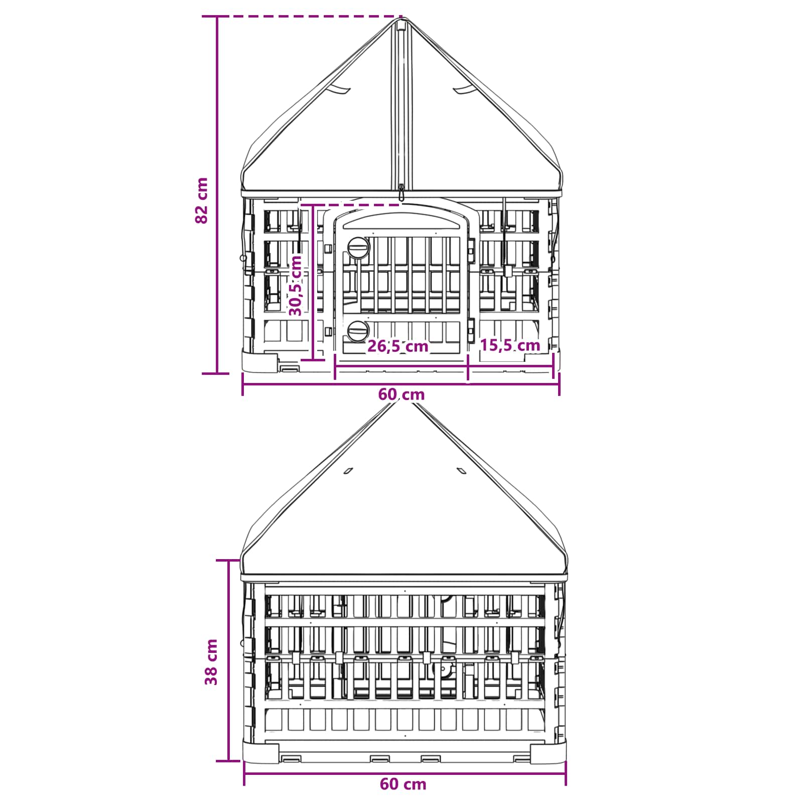4-panelni ogradni igralište za pse s krovom 63 x 63 x 67 cm