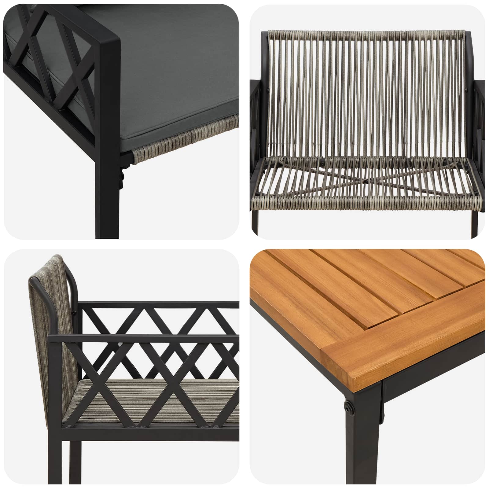 Set vanjskog namještaja 3 pcs Siva i tamno siva poliratan