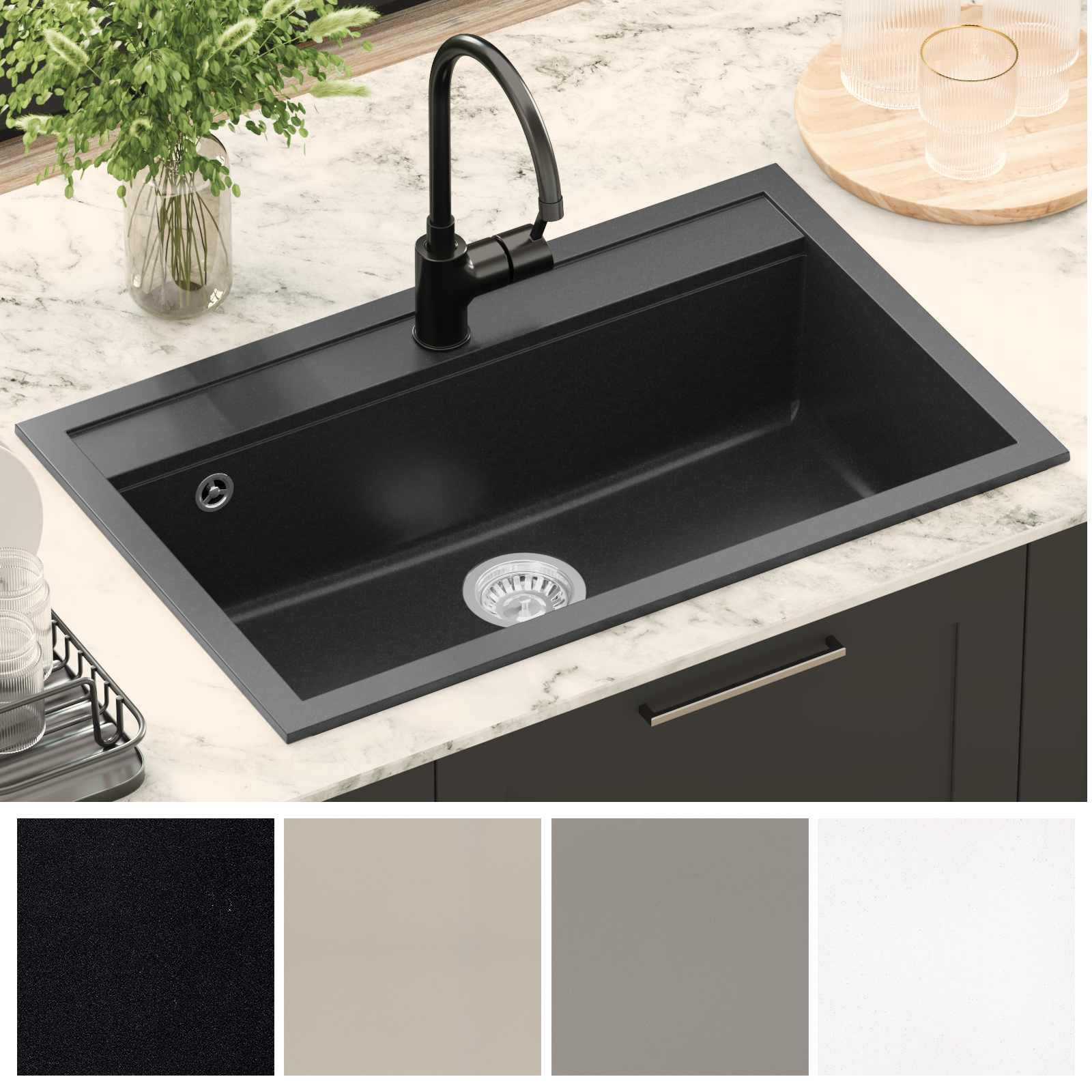 Umivaonik Crna 795 x 505 mm Granit