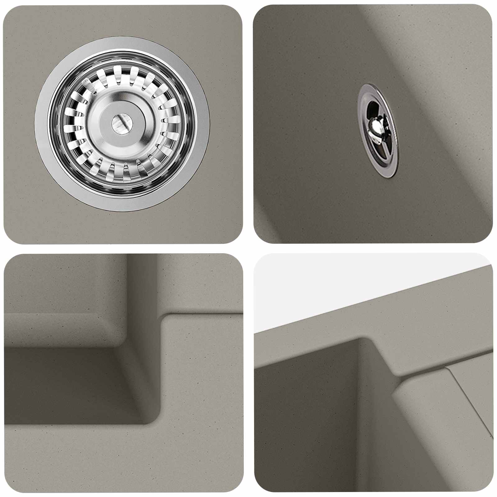 Umivaonik Siva 780 x 500 mm 80% kvarc i 20% smola