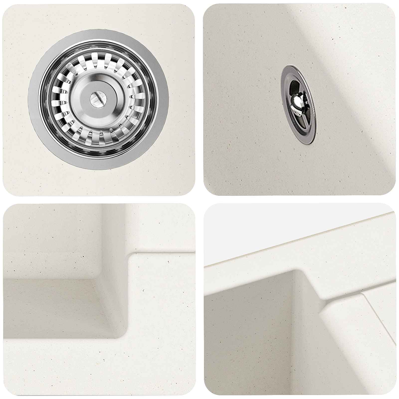 Umivaonik Bijelo 780 x 500 mm 80% kvarc i 20% smola