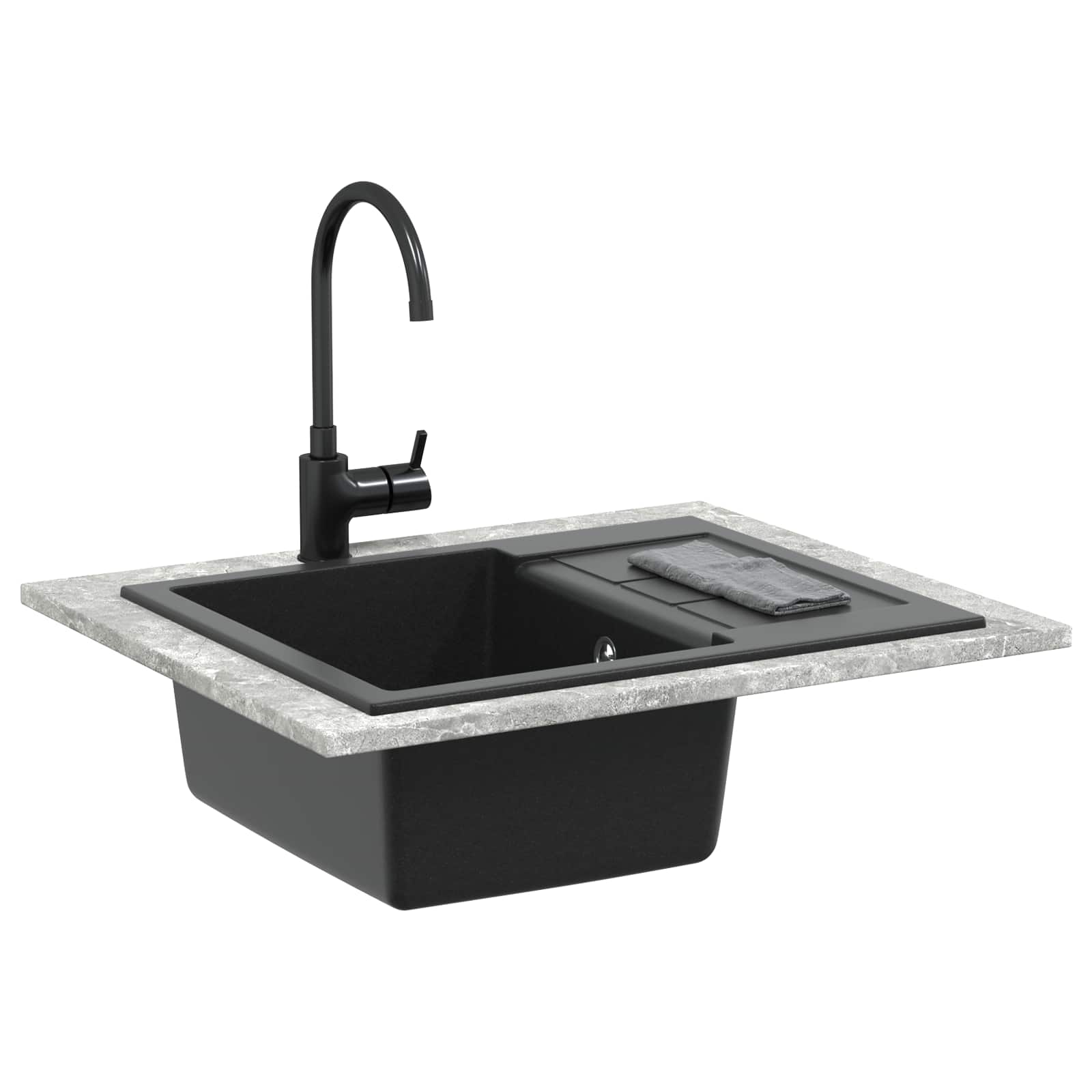 Umivaonik Crna 620 x 500 mm 80% kvarc i 20% smola