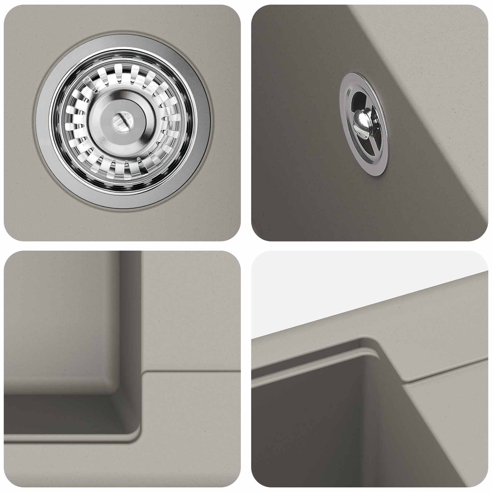 Umivaonik Siva 560 x 460 mm 80% kvarc i 20% smola