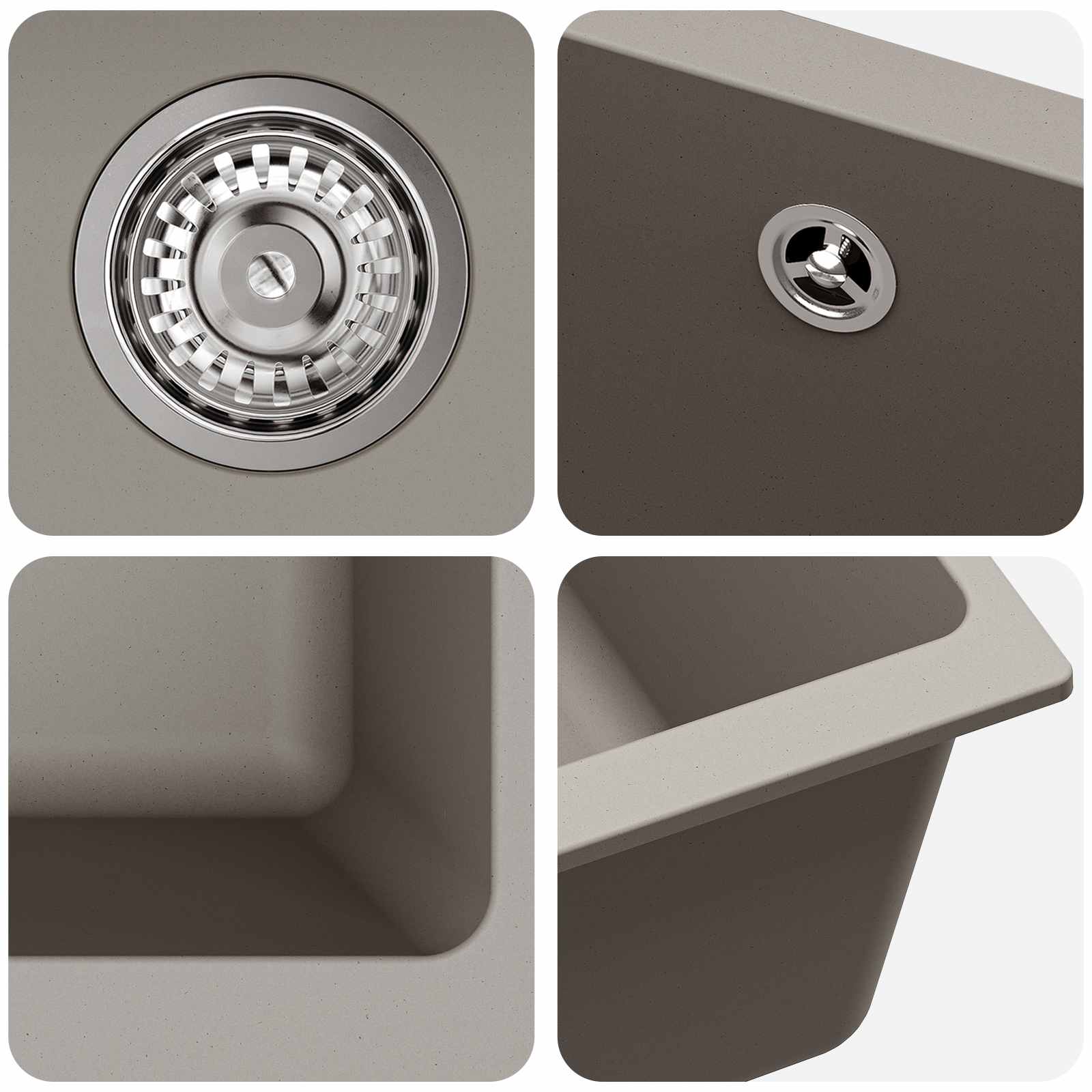 Umivaonik Siva 430 x 460 mm 80% kvarc i 20% smola