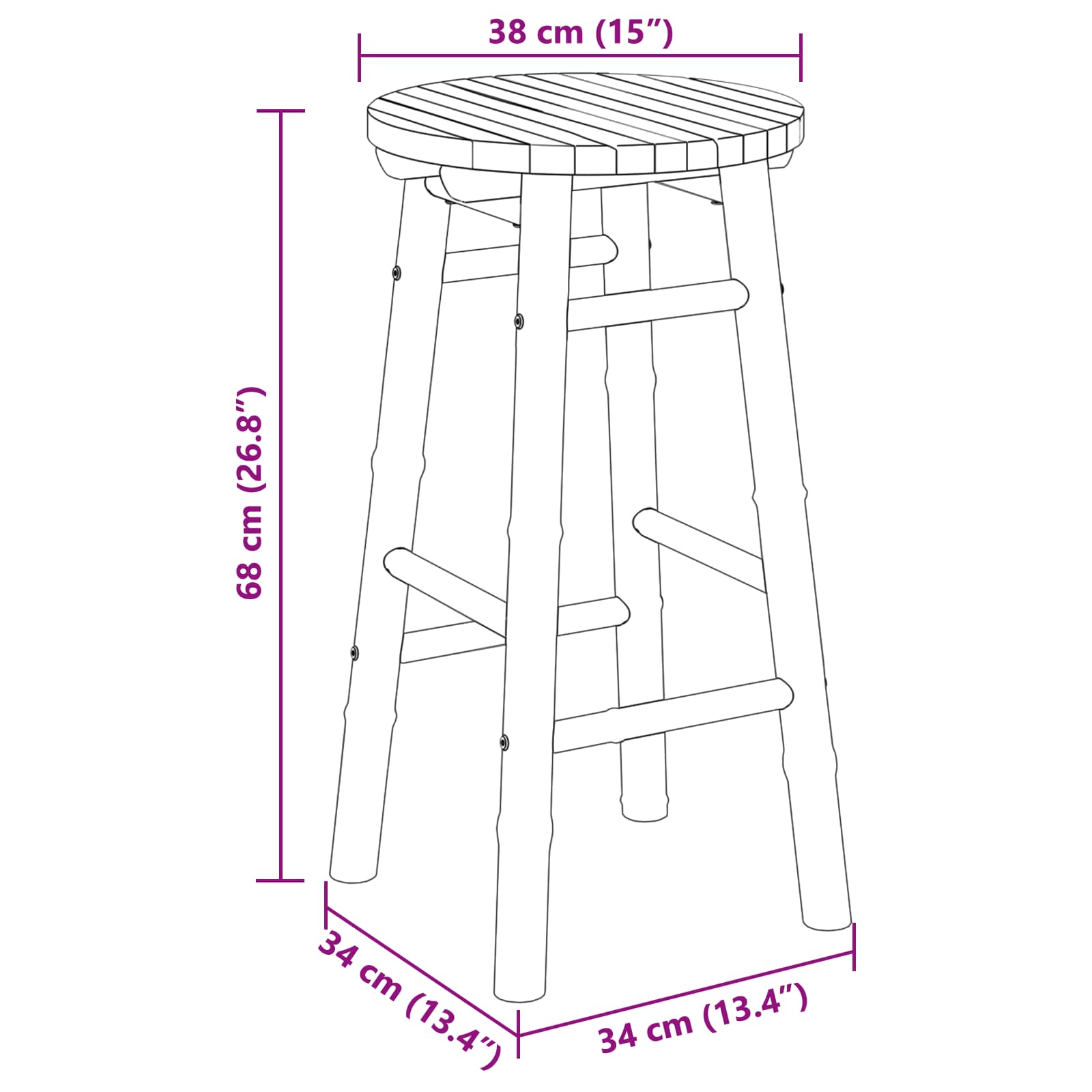 Vrtna stolica Prirodna Ø 38 x 68 cm Bambus