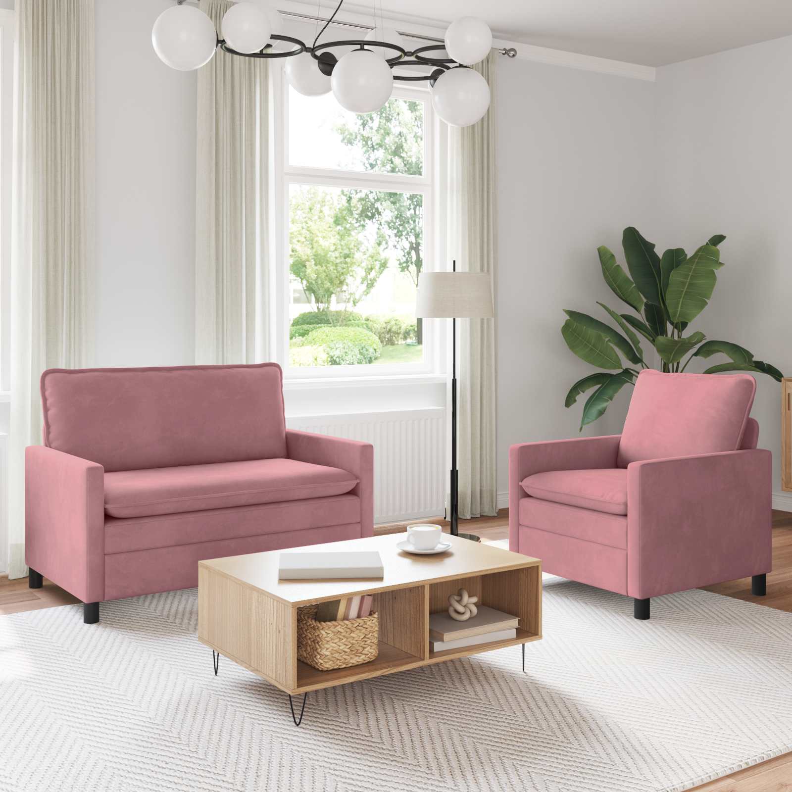 Set sofe 2 pcs Ružičasta Baršun