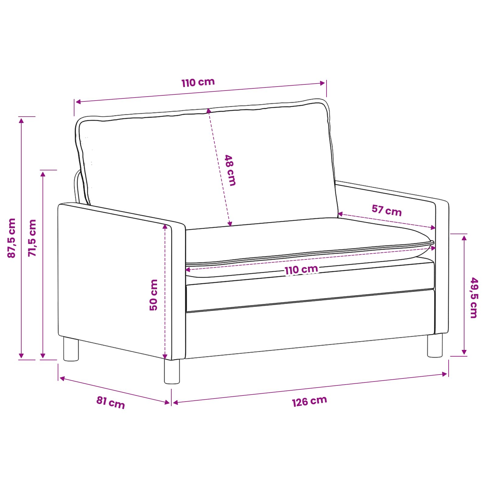 Set sofe 2 pcs Antracit Poliester