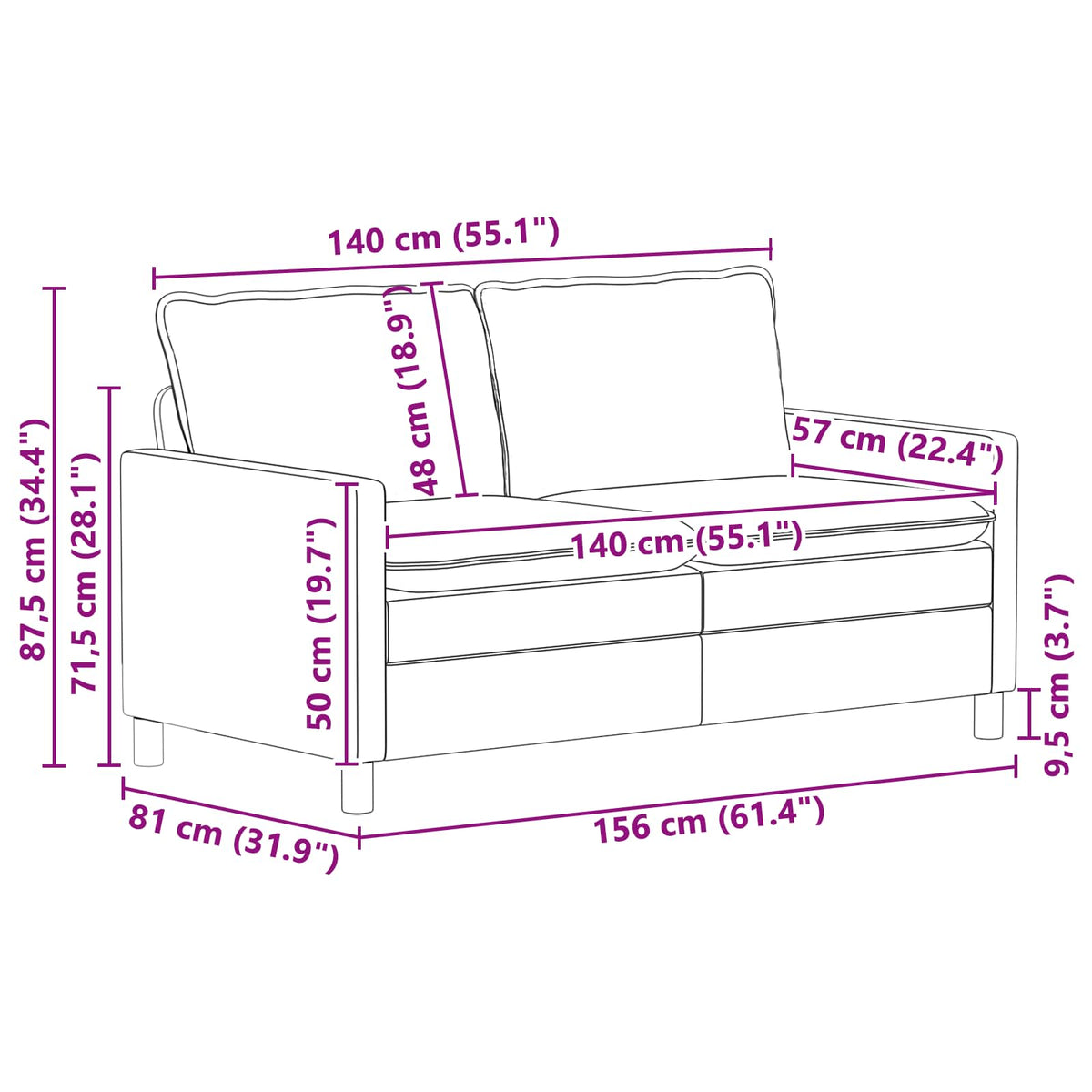Set sofe 2 kom. Plava Tkanina
