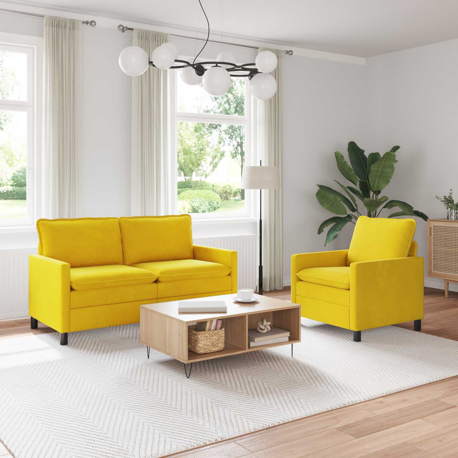 Set sofe 2 pcs Žuta Baršun