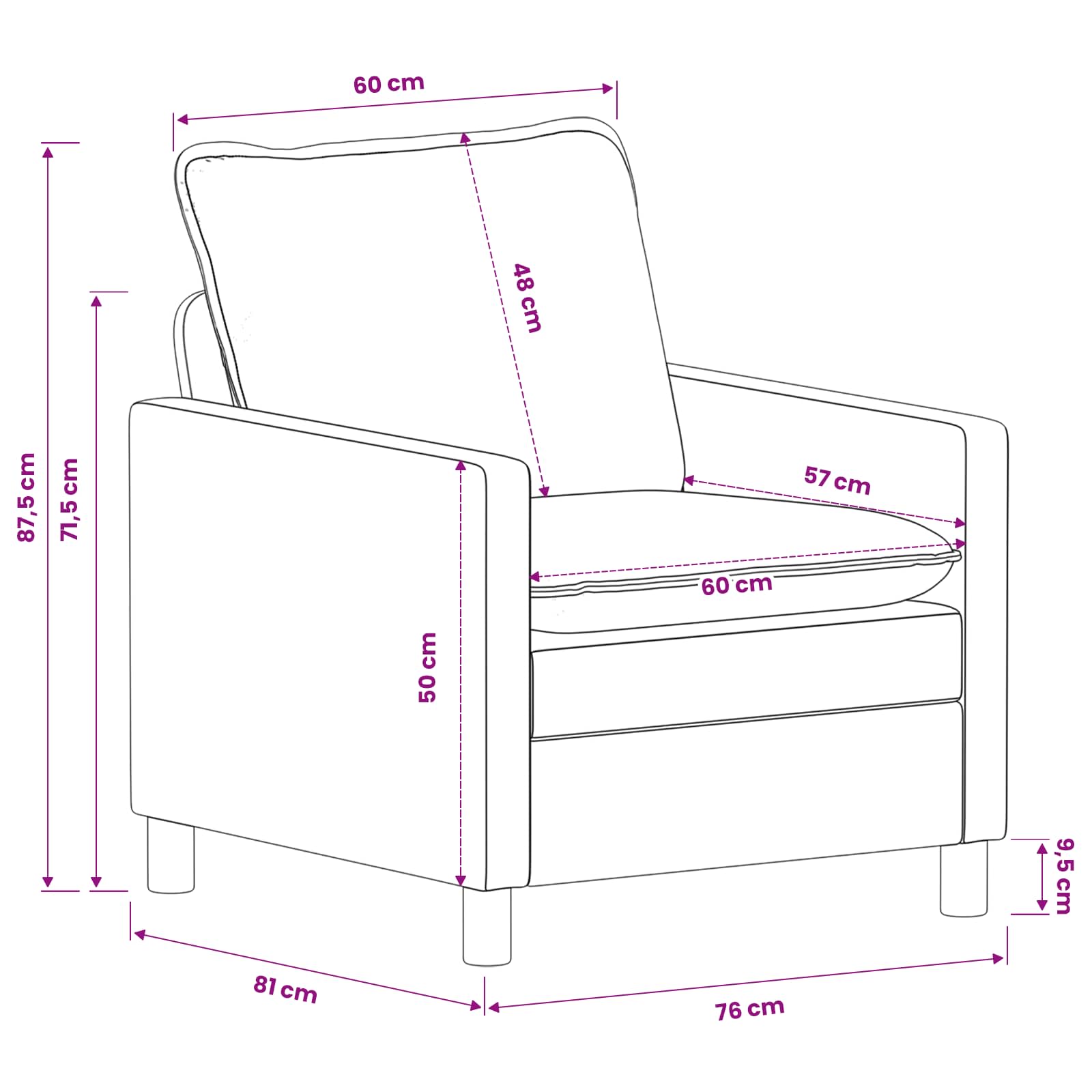 Set sofe 2 pcs Crna Poliester