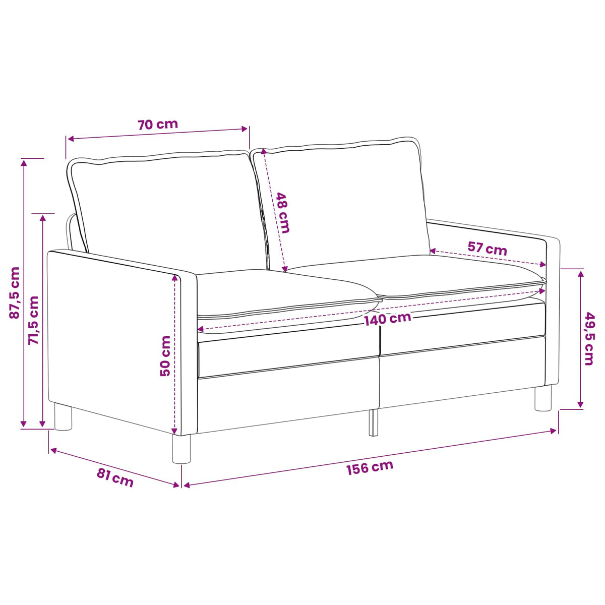 Set sofe 2 kom. Svjetlosiva Poliester