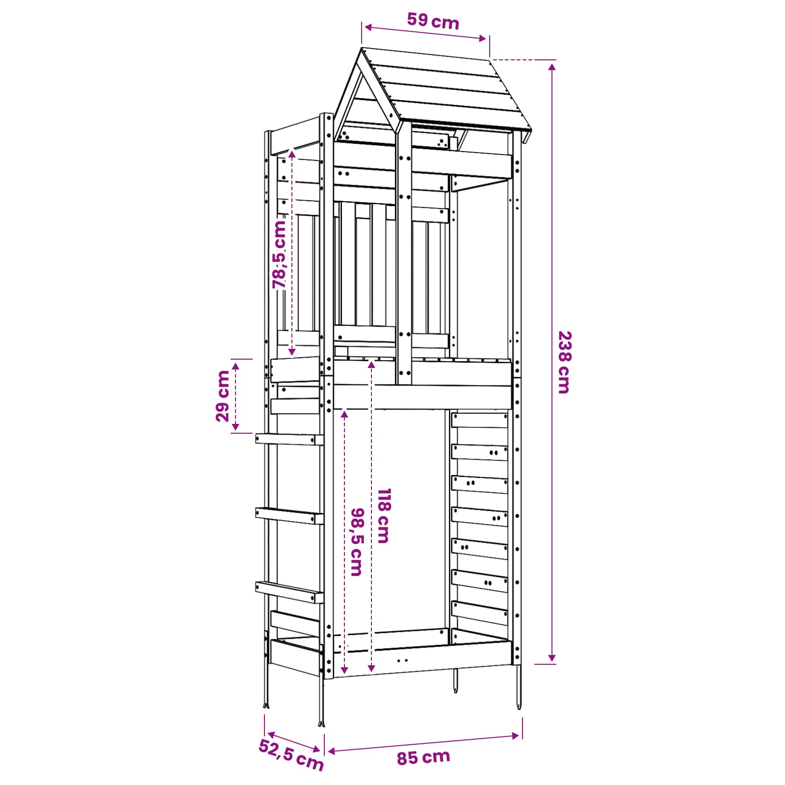 Igraći Toranj Smeđa 52,5 x 85 x 238 cm Solidno Douglas Drvo
