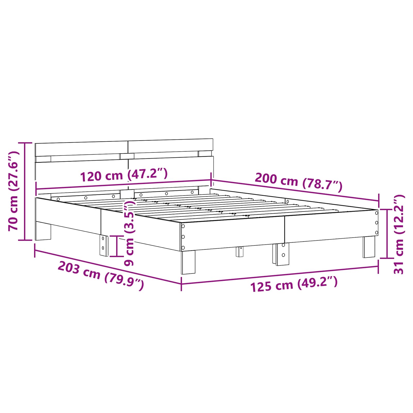 Krevetna konstrukcija Staro drvo 120 x 200 cm Konstruirano drvo