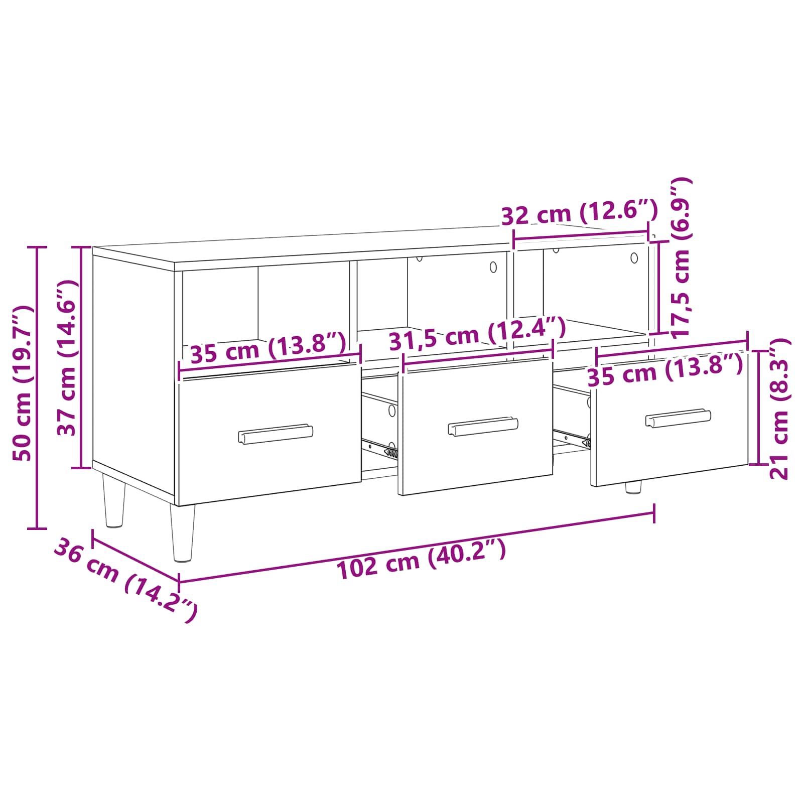TV ormar Staro drvo 102 x 36 x 50 cm Konstruirano drvo