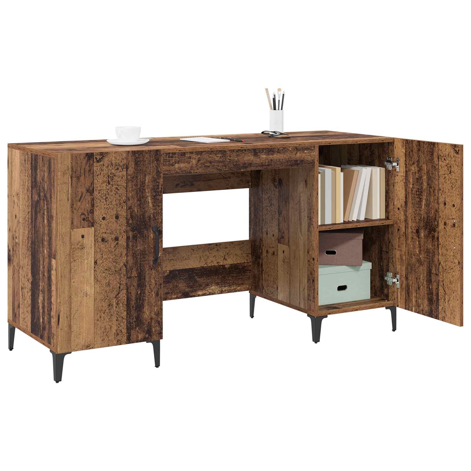 Stol s pohranom Staro drvo 140 x 50 x 75 cm Konstruirano drvo