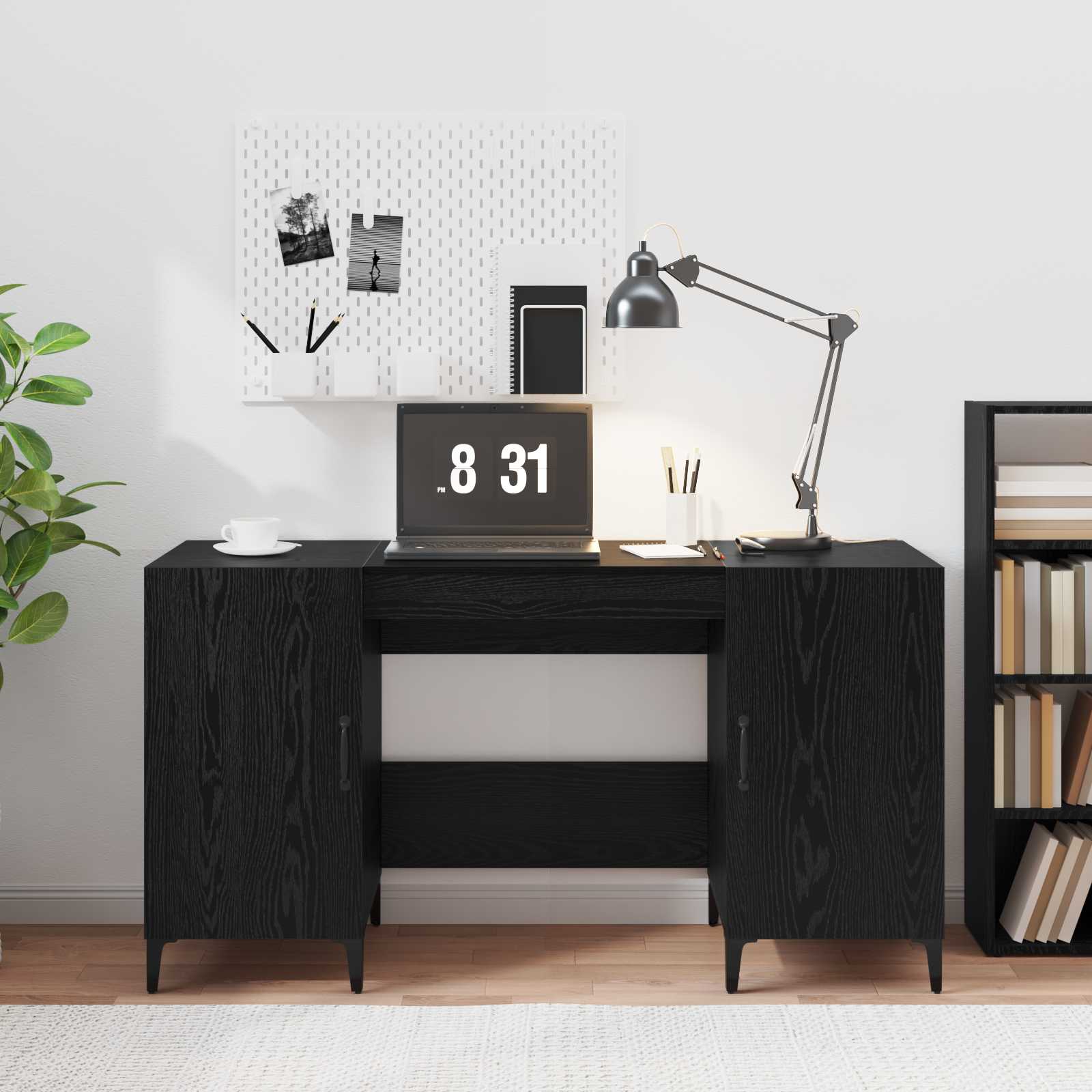 Stol s pohranom Crni hrast 140 x 50 x 75 cm Konstruirano drvo