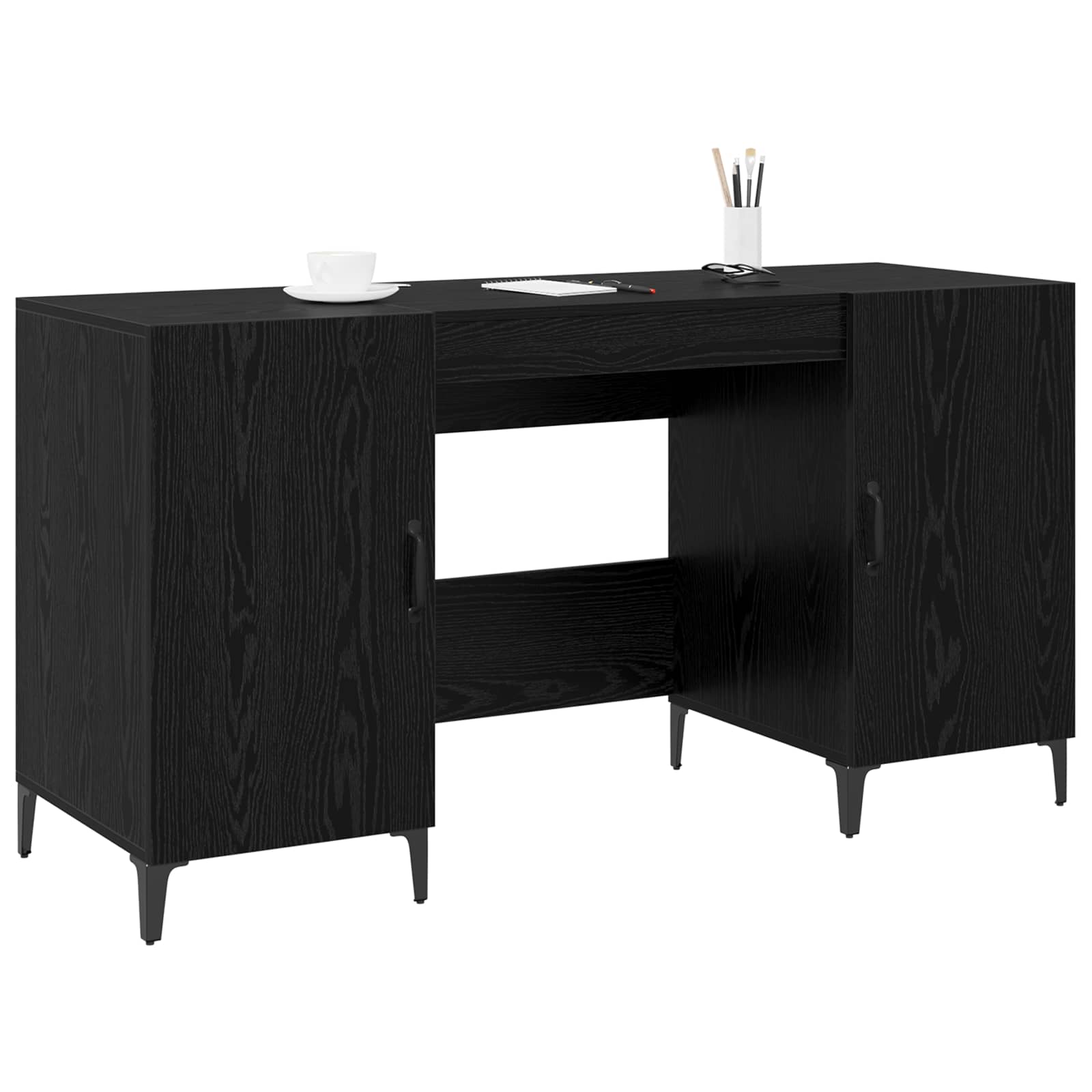 Stol s pohranom Crni hrast 140 x 50 x 75 cm Konstruirano drvo
