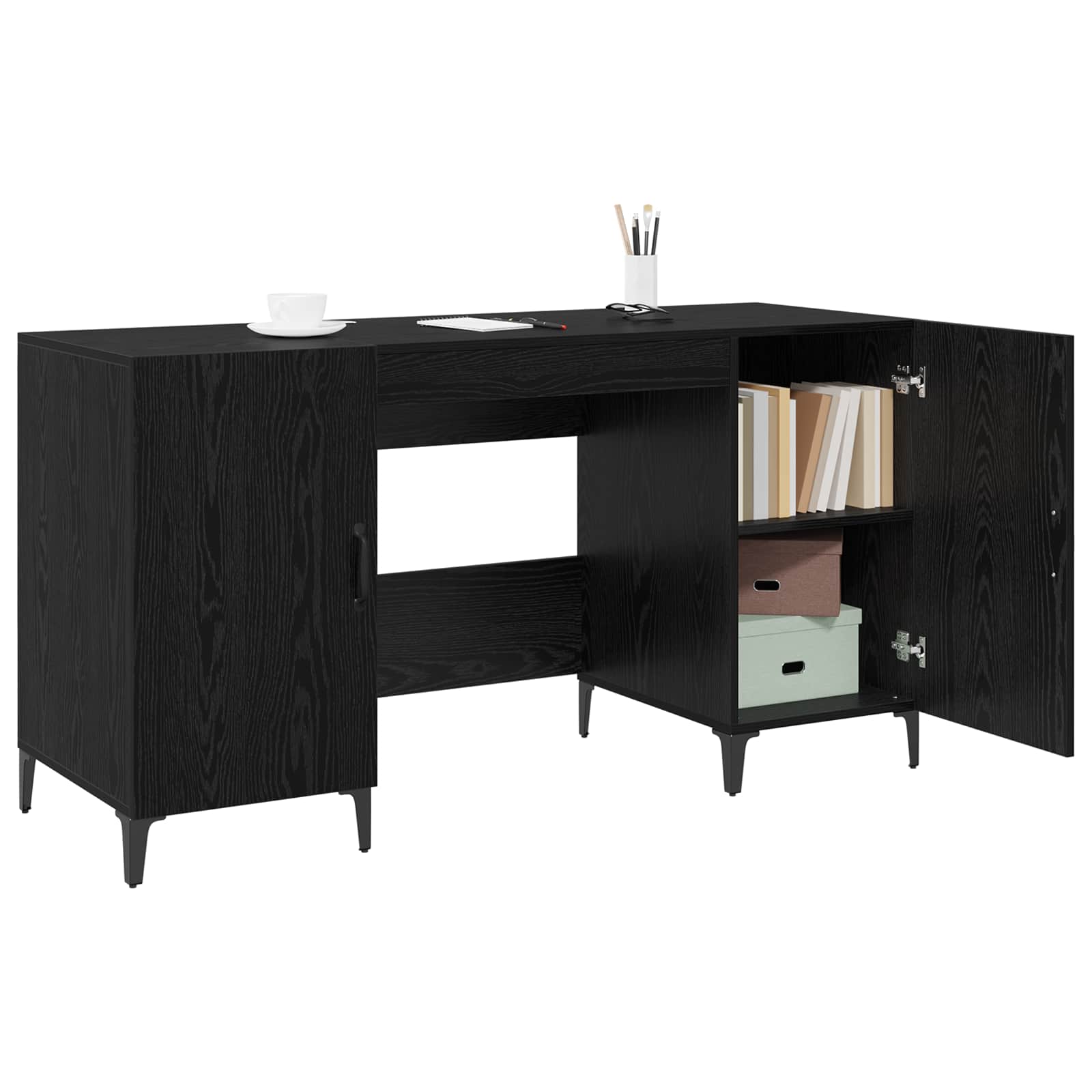 Stol s pohranom Crni hrast 140 x 50 x 75 cm Konstruirano drvo