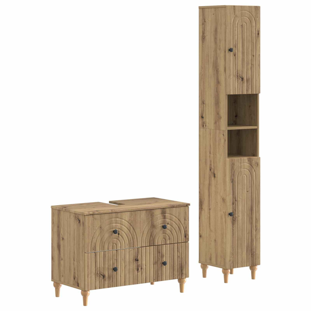 Set kupaonskih ormara od 2 dijela ALKMAAR Hrast artisan