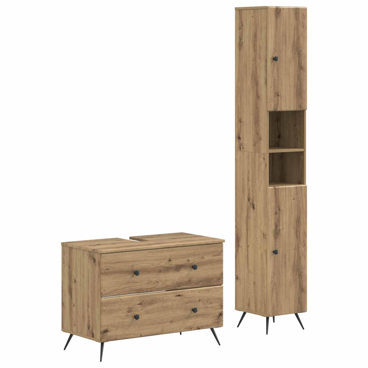 Set kupaonskih ormara od 2 dijela BREDA Hrast artisan