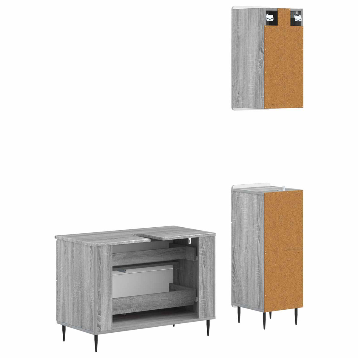 Set za kupaonicu od 3 dijela ZWOLLE Siva Sonoma