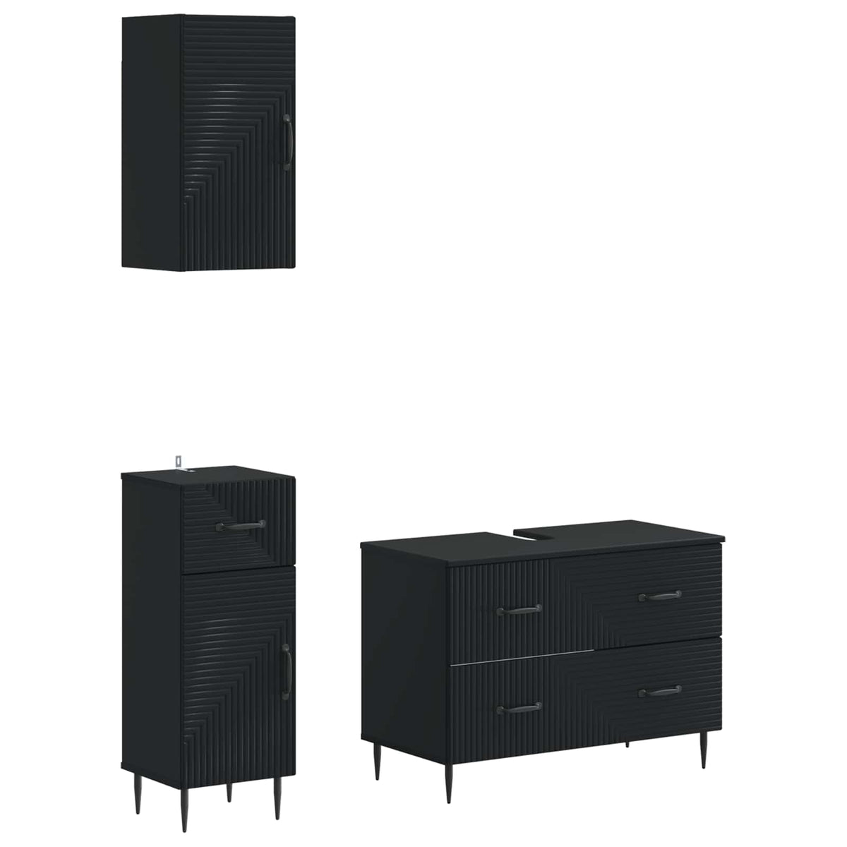 Set za kupaonicu od 3 dijela HAARLEM Crna Konstruirano drvo