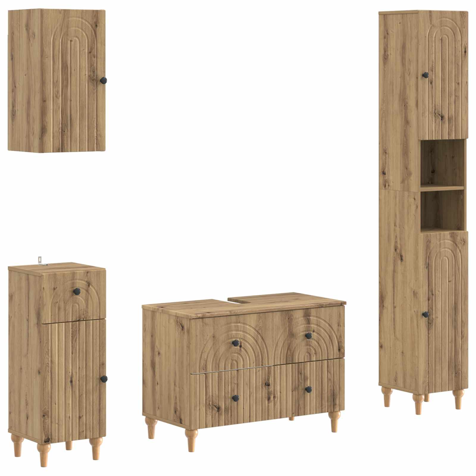 Set kupaonskih ormara od 4 dijela ALKMAAR Hrast artisan