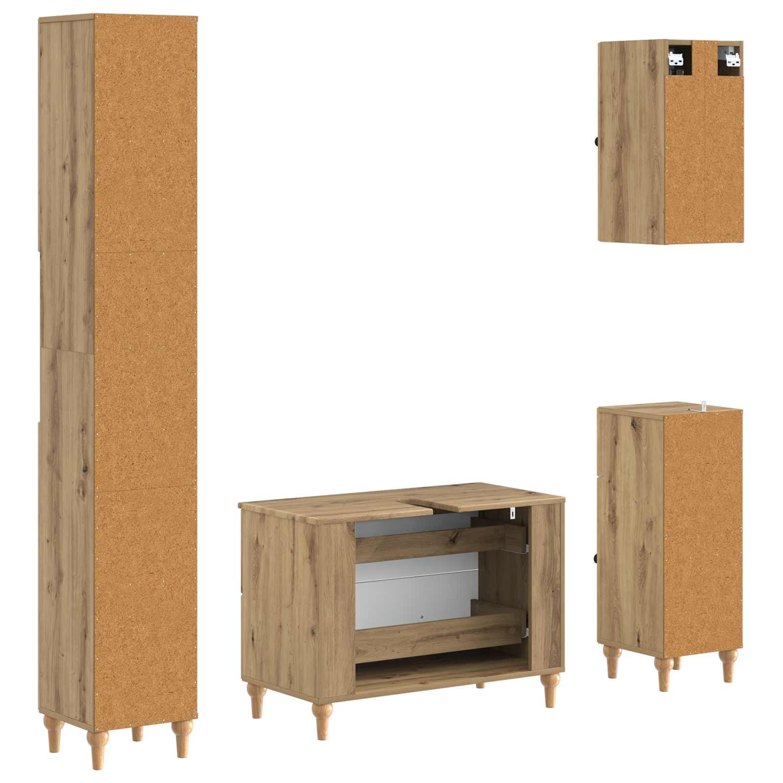 Set kupaonskih ormara od 4 dijela ALKMAAR Hrast artisan