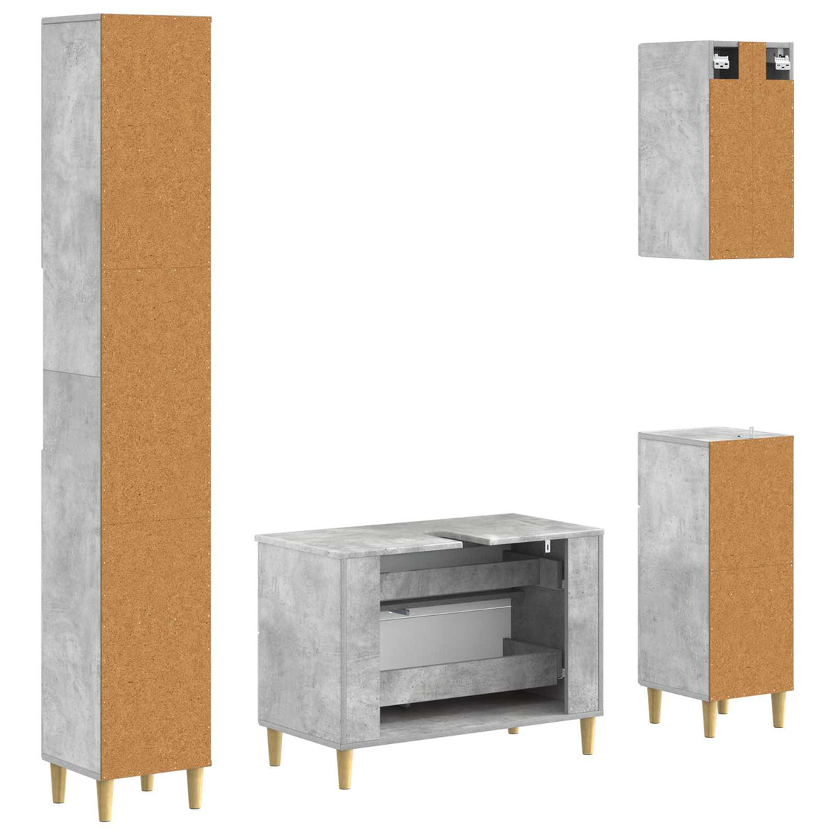 Set kupaonskih ormara od 4 dijela DELFT Betonska siva