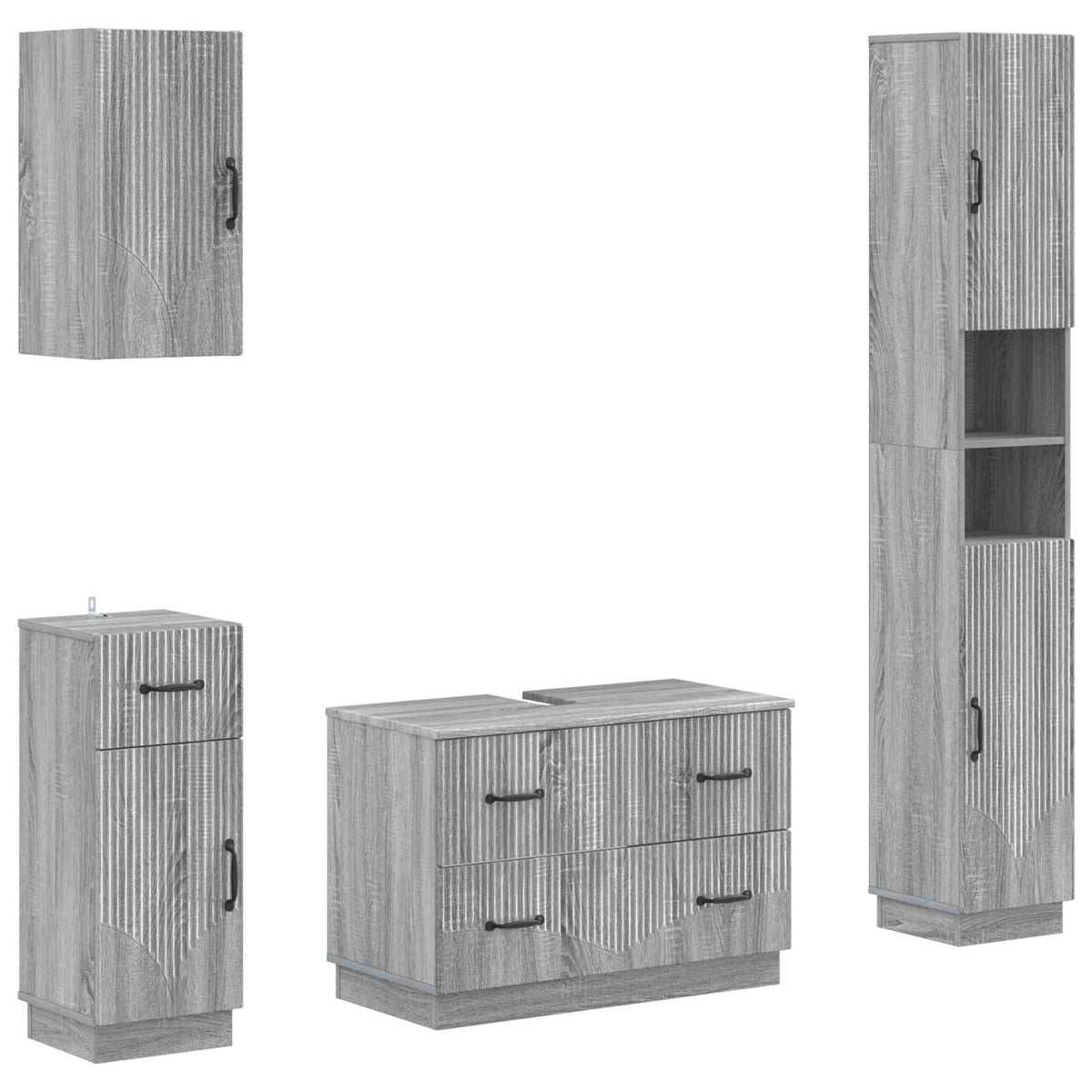 Set kupaonskih ormara od 4 dijela HOORN Siva Sonoma