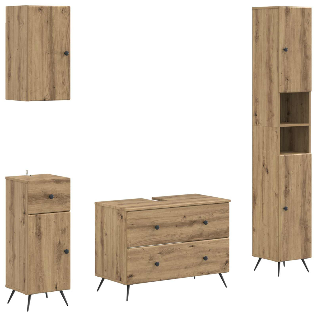 Set kupaonskih ormara od 4 dijela BREDA Hrast artisan