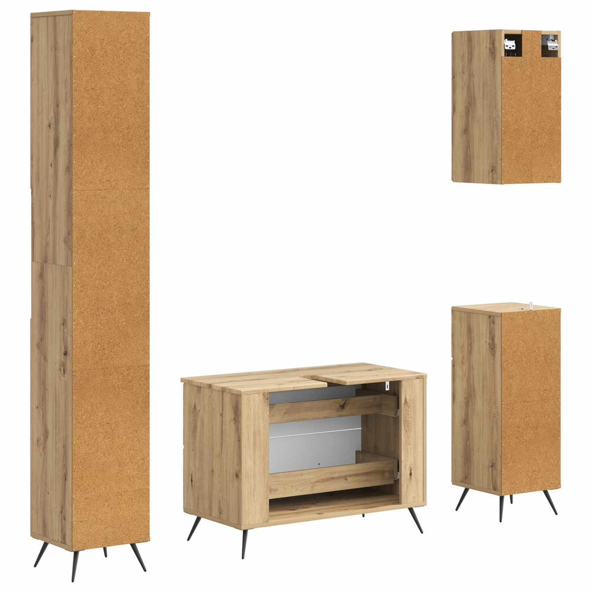 Set kupaonskih ormara od 4 dijela BREDA Hrast artisan