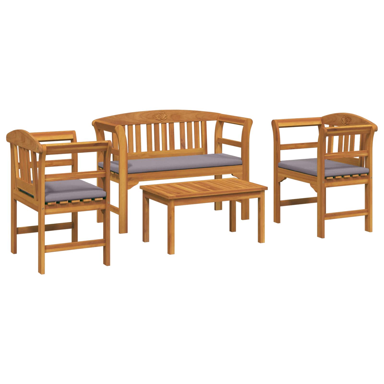 Set za odmaranje u vrtu s jastukom 4 pcs Čvrsto drvo akacije