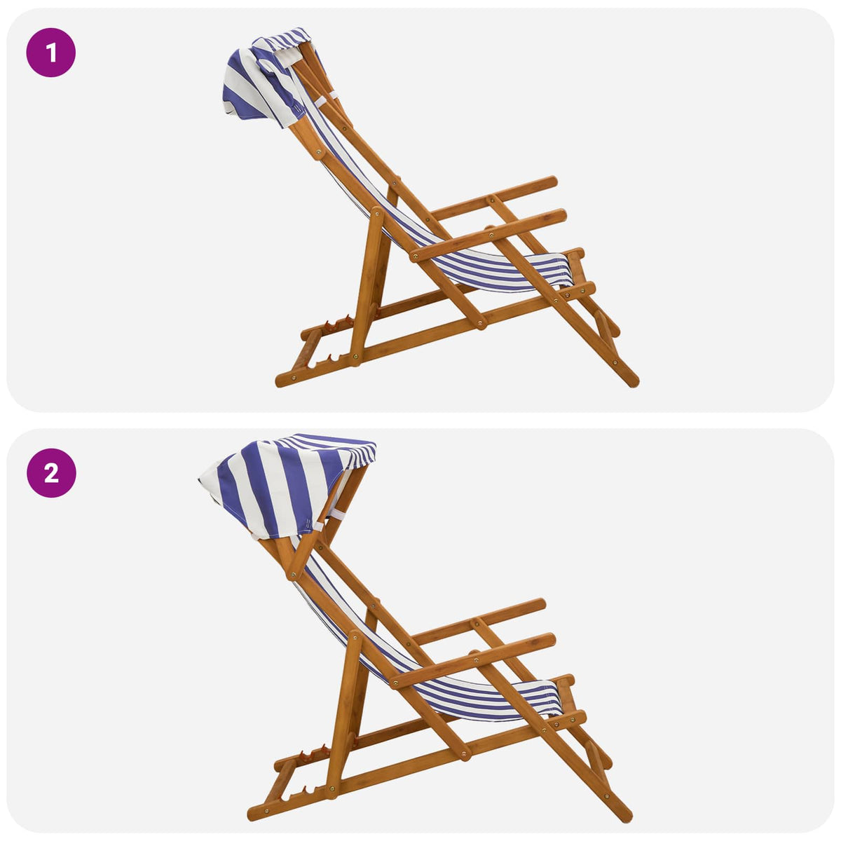 Ležaljka 4 pcs 3 Pozicija Čvrsto drvo eukaliptusa