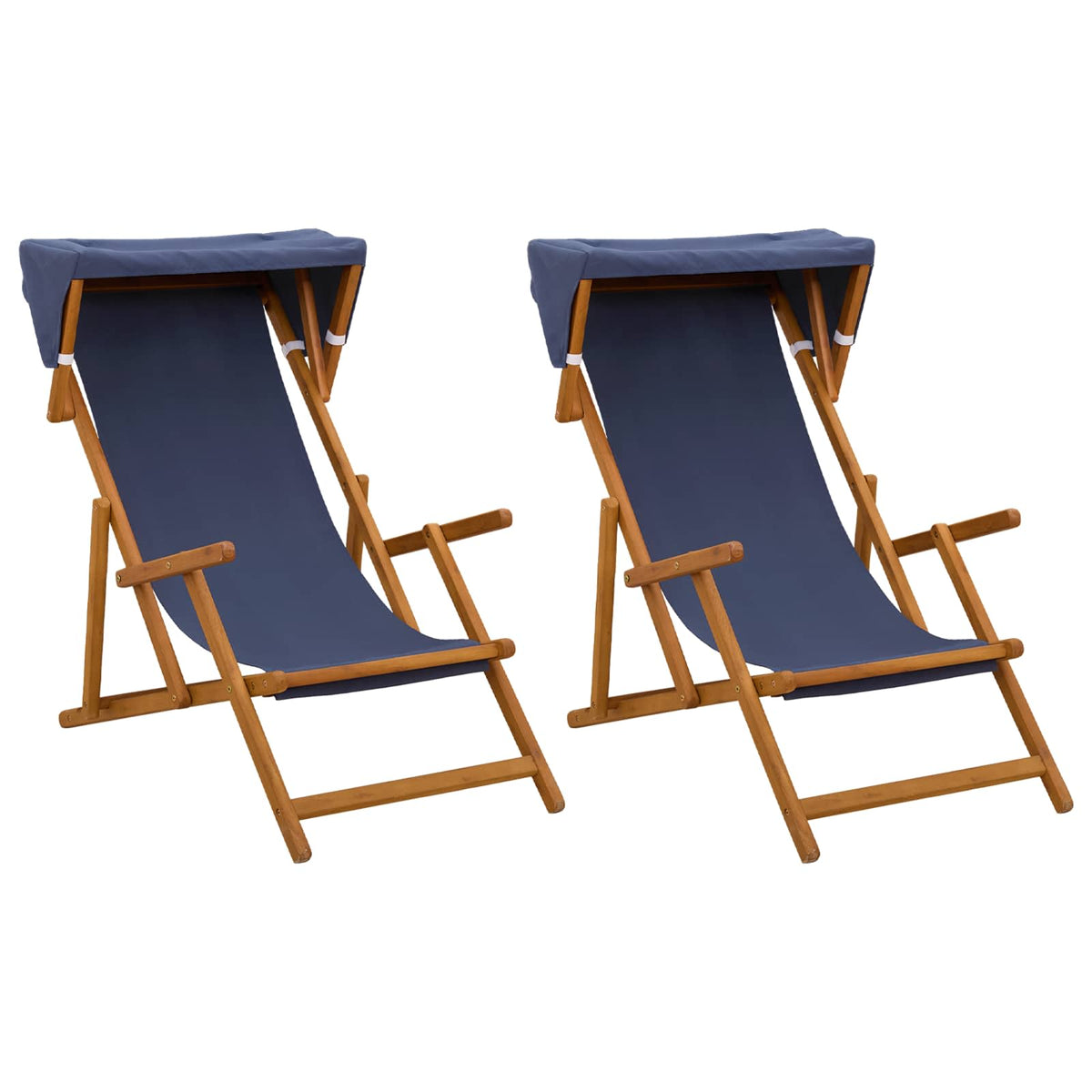 Ležaljka 2 pcs 3 Pozicija Čvrsto drvo eukaliptusa Plava