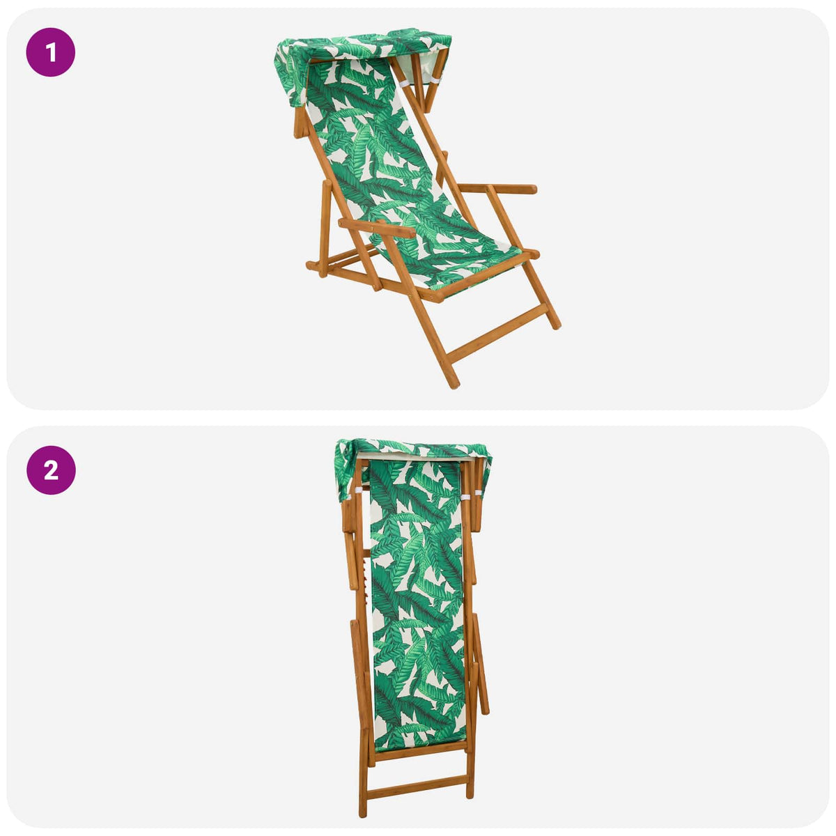 Ležaljka 2 pcs 3 Pozicija Čvrsto drvo eukaliptusa Uzorak lista