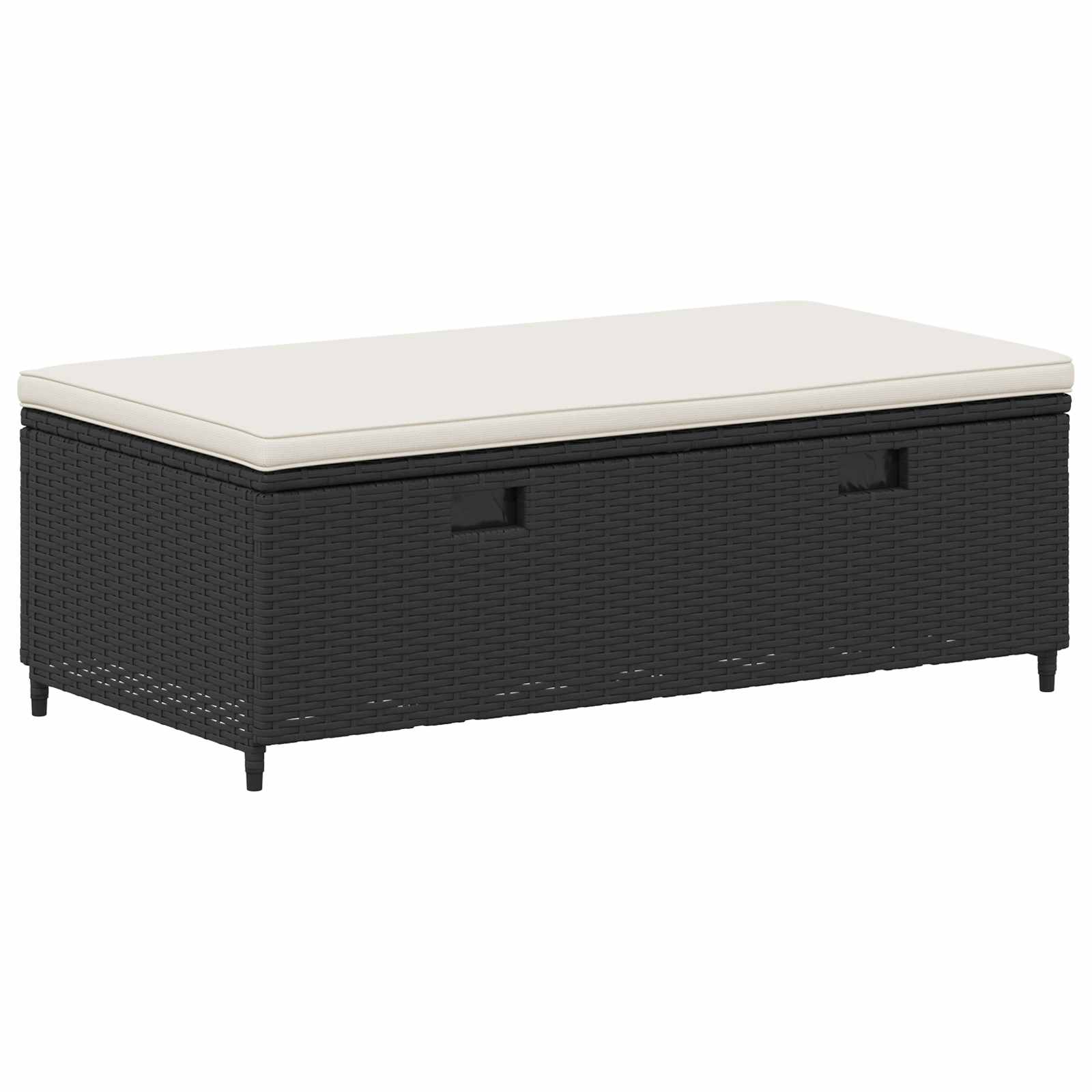 Set vanjskih sofa 4 pcs Crna i krem-bijela Poliratan i Akacija