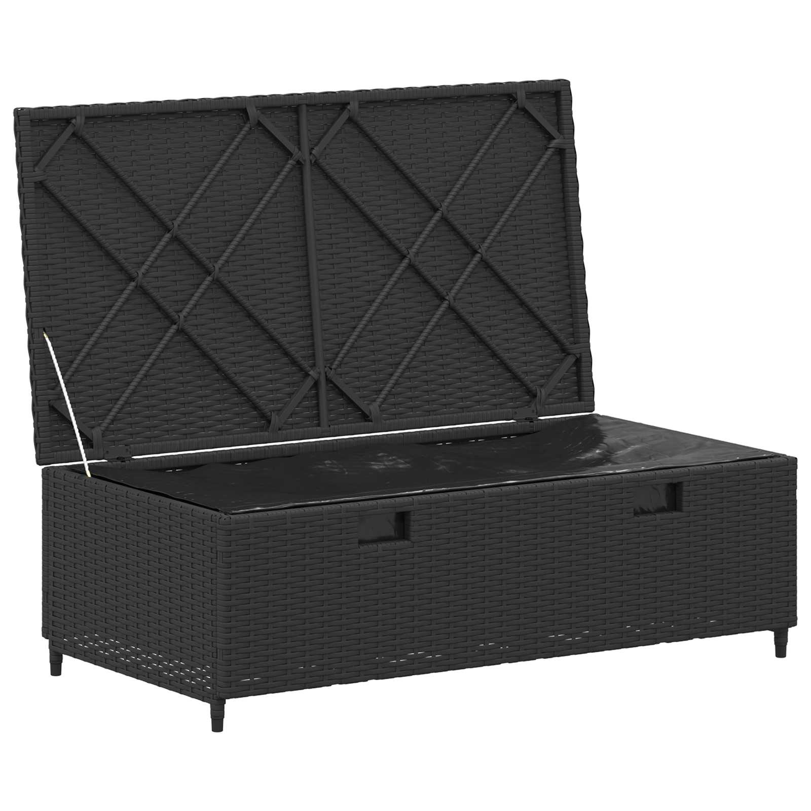 Set vanjskih sofa 4 pcs Crna i krem-bijela Poliratan i Akacija