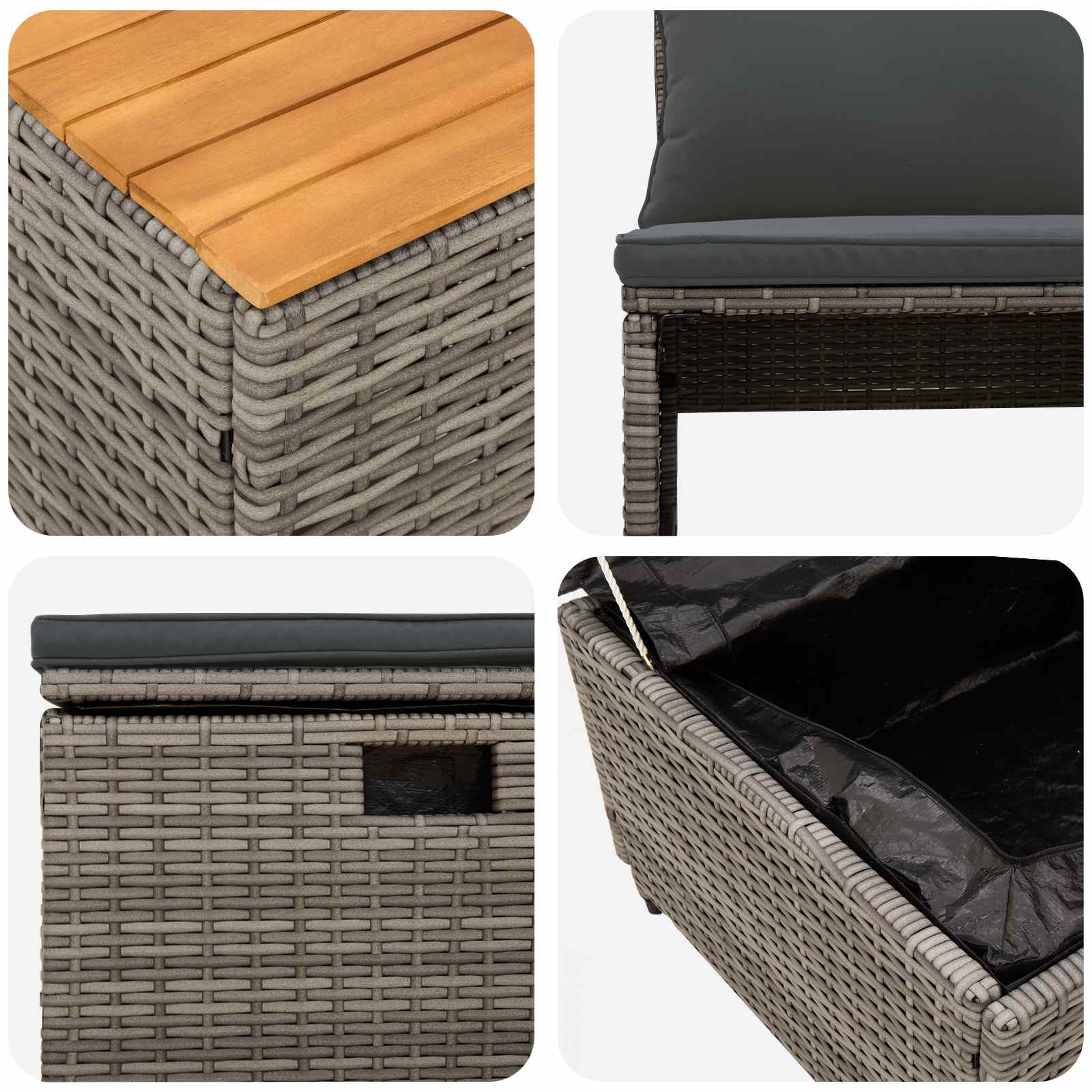 Set vanjskih sofa 4-Broj sjedala 4 pcs 55 x 30 x 39 cm