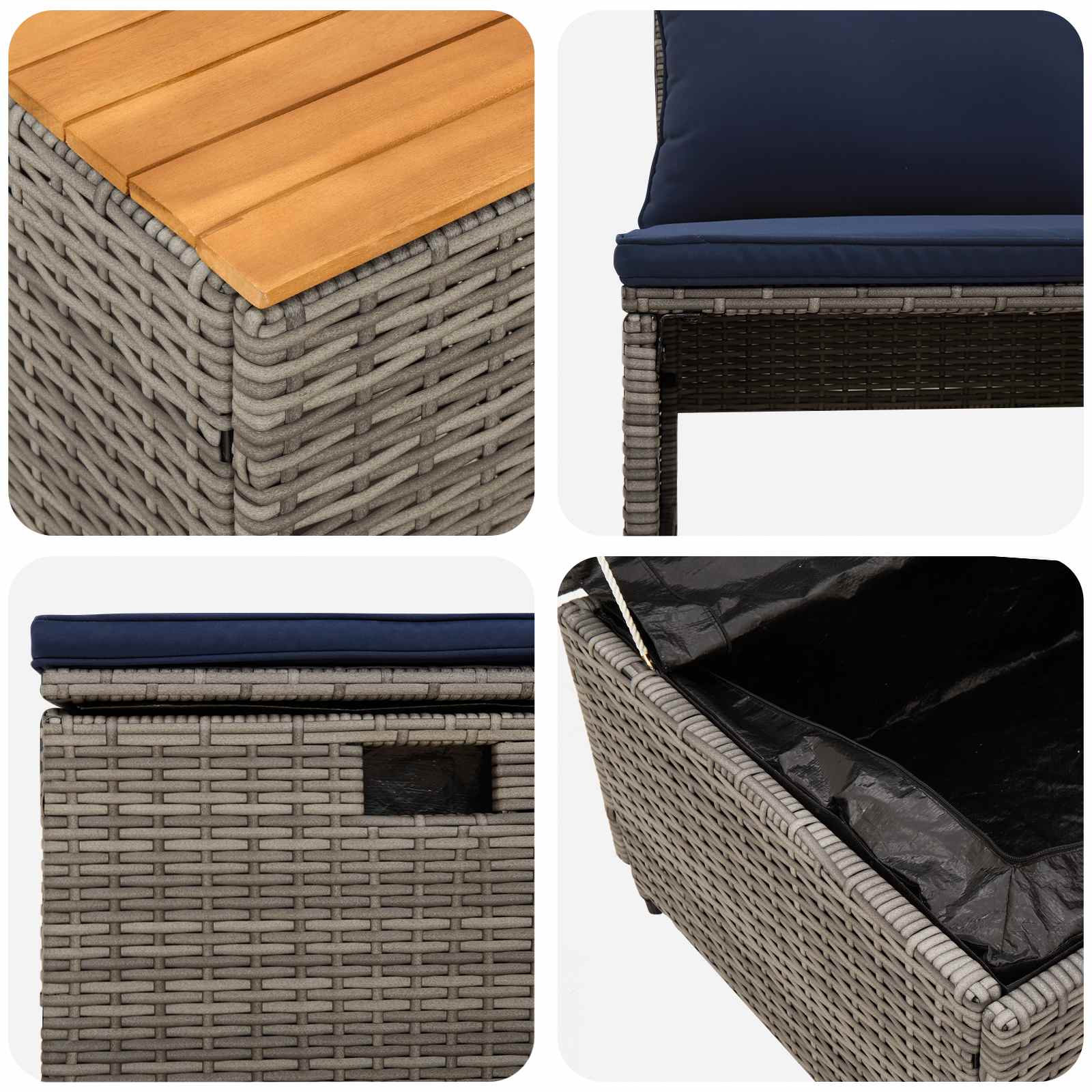 Set vanjskih sofa 4-Broj sjedala 4 pcs 55 x 30 x 39 cm