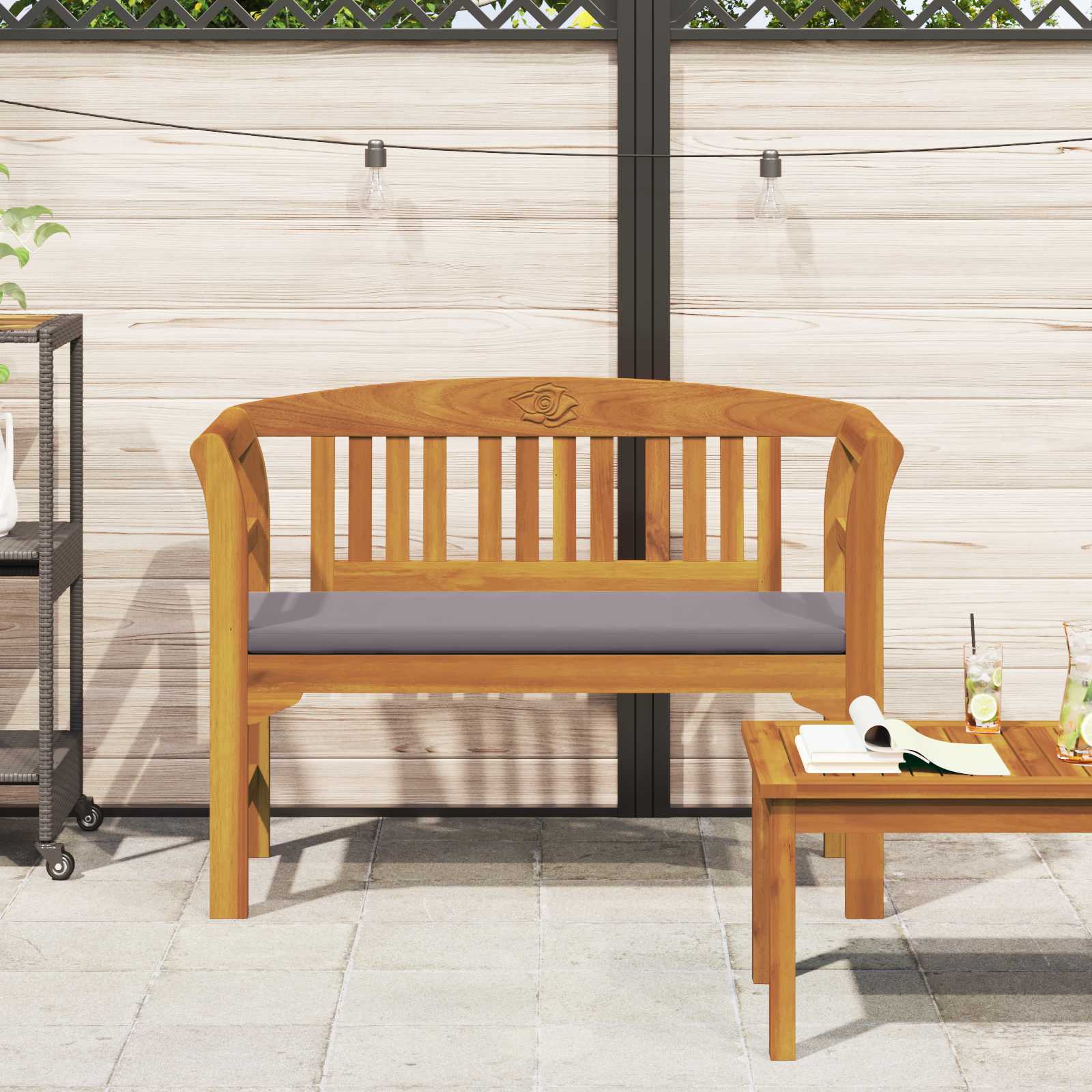 Klupa s ružama Prirodna 114 x 46 x 82,5 cm Čvrsto drvo akacije