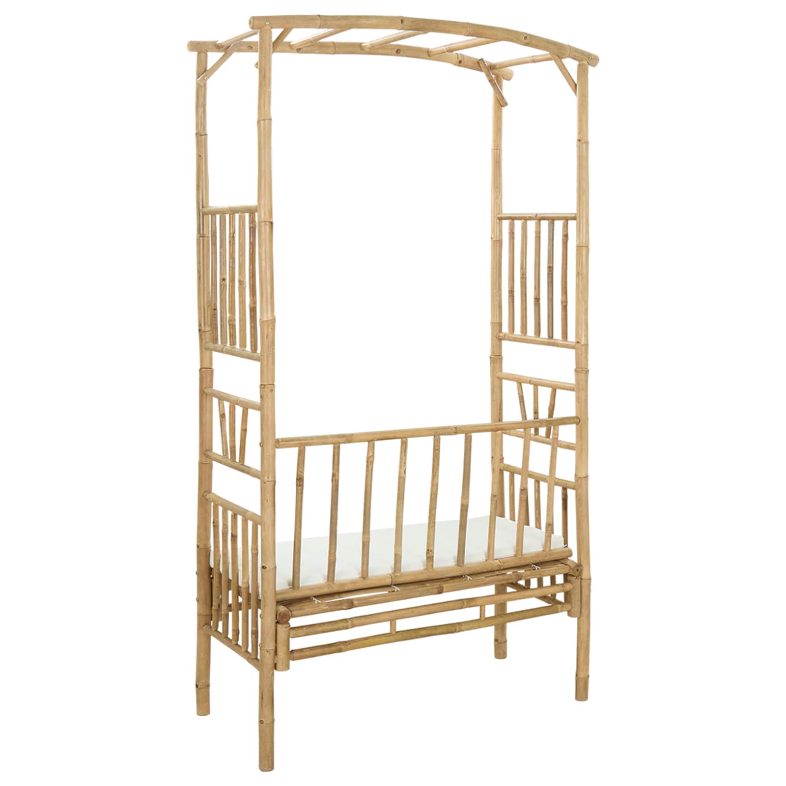 Vrtni luk s klupom Krem bijela 115 x 50 x 205 cm Bambus