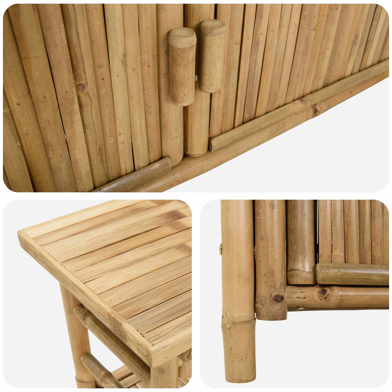 Konzolna stolica s policom Prirodna 110 x 35 x 75 cm Bambus