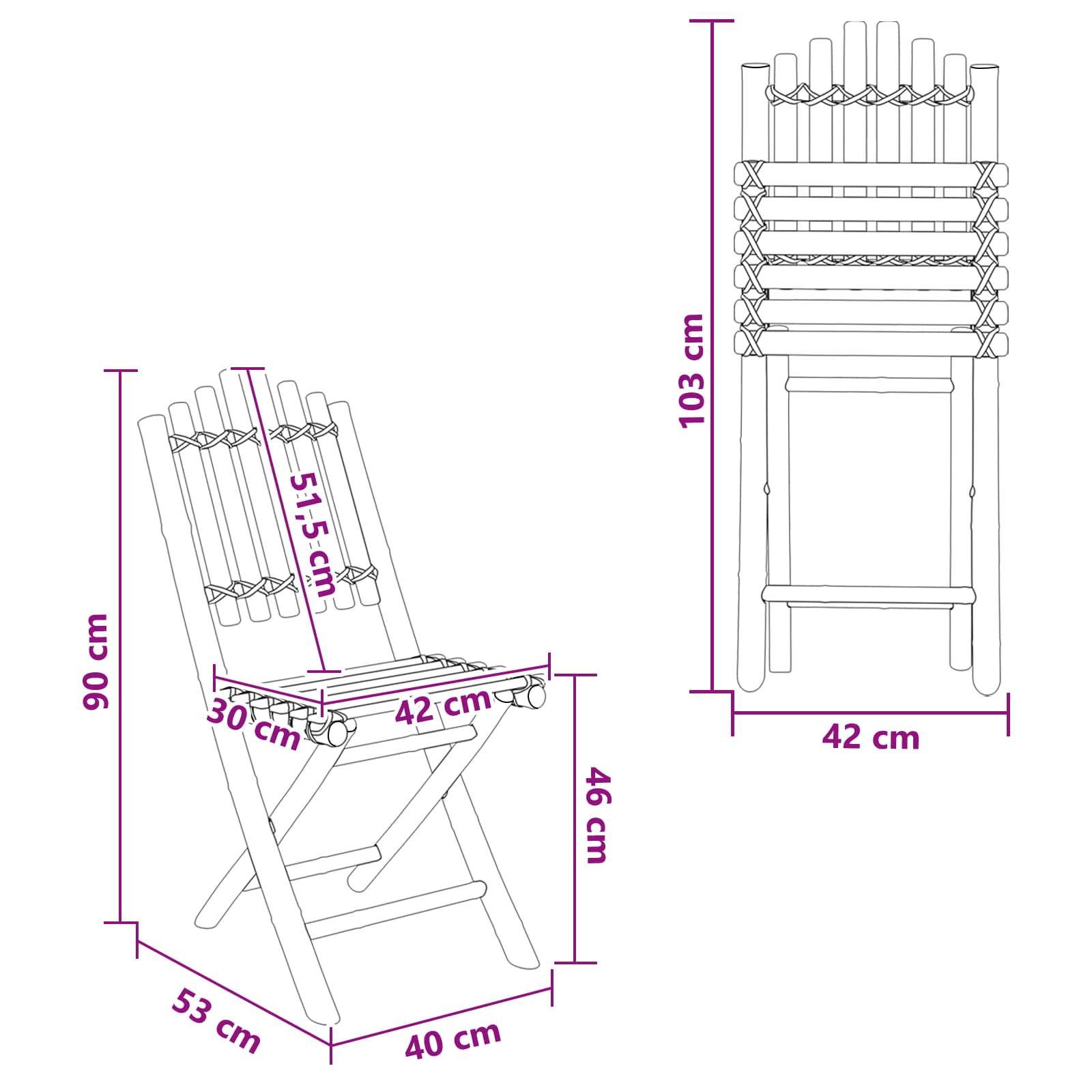 Vrtna stolica 4 pcs Prirodna Bambus