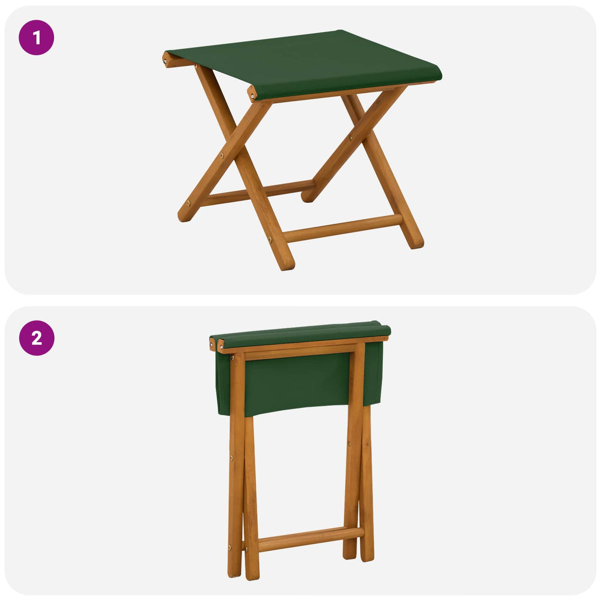 Ležaljka 2 pcs Čvrsto drvo eukaliptusa Zelena