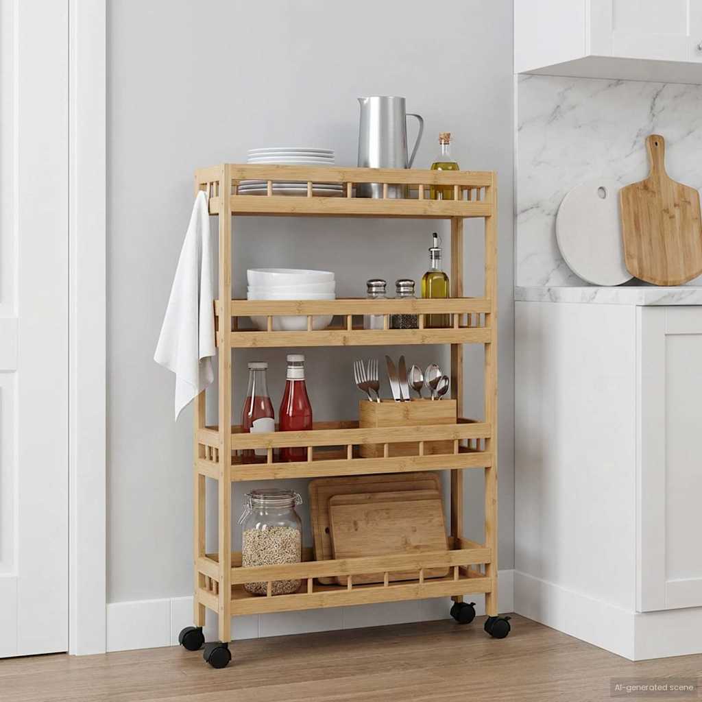 Kuhinjska Kolica s Kotačima Prirodna 60 x 18 x 97 cm Bambus