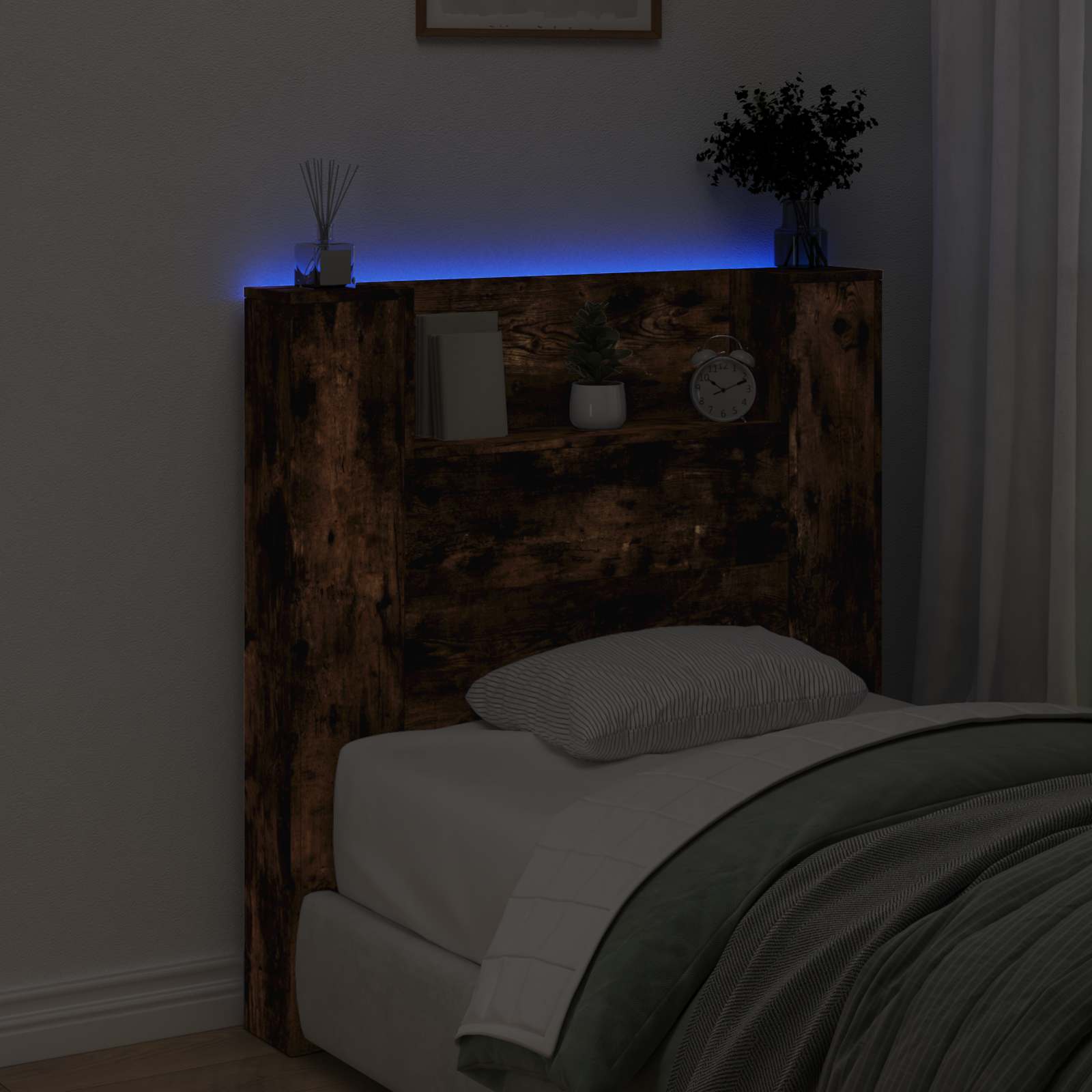 Uzglavlje S LED lampica Dimljeni hrast 100 x 16,5 x 103,5 cm