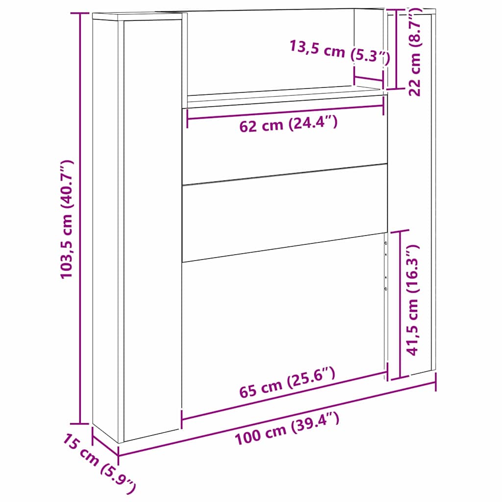 Uzglavlje Staro drvo 100 x 15 x 103,5 cm Konstruirano drvo