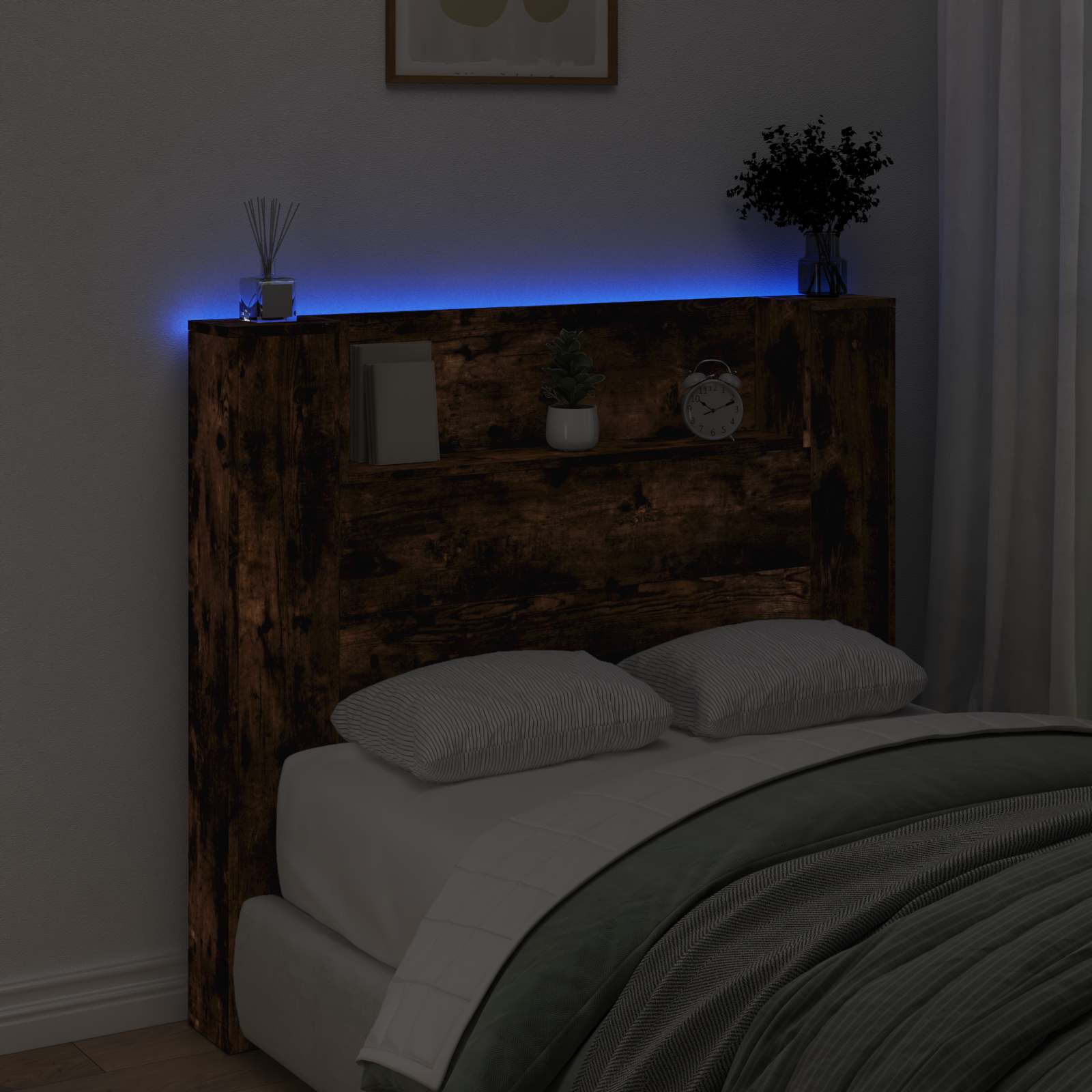 Uzglavlje S LED lampica Dimljeni hrast 120 x 16,5 x 103,5 cm
