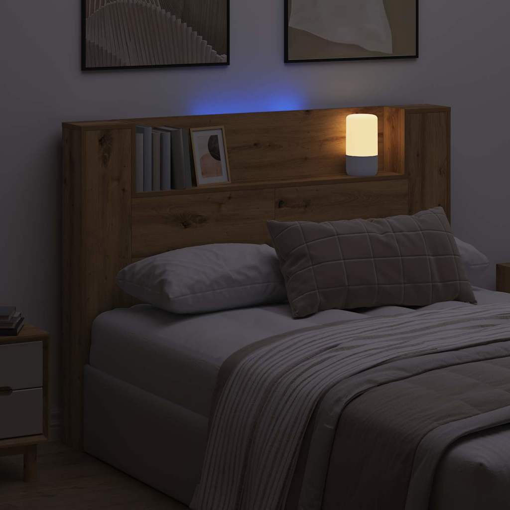 Uzglavlje S LED lampica Umjetnički hrast 140 x 17 x 104,5 cm